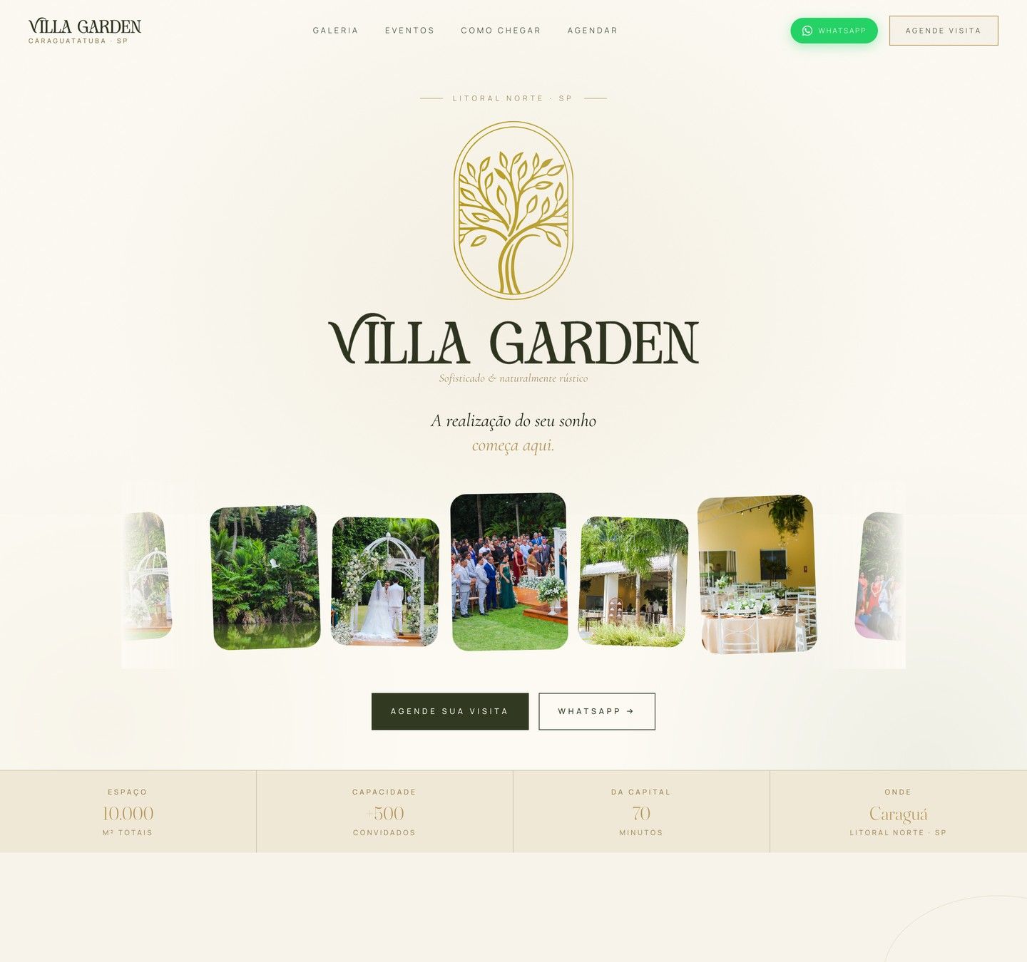 Real capture of Villa Garden landing page